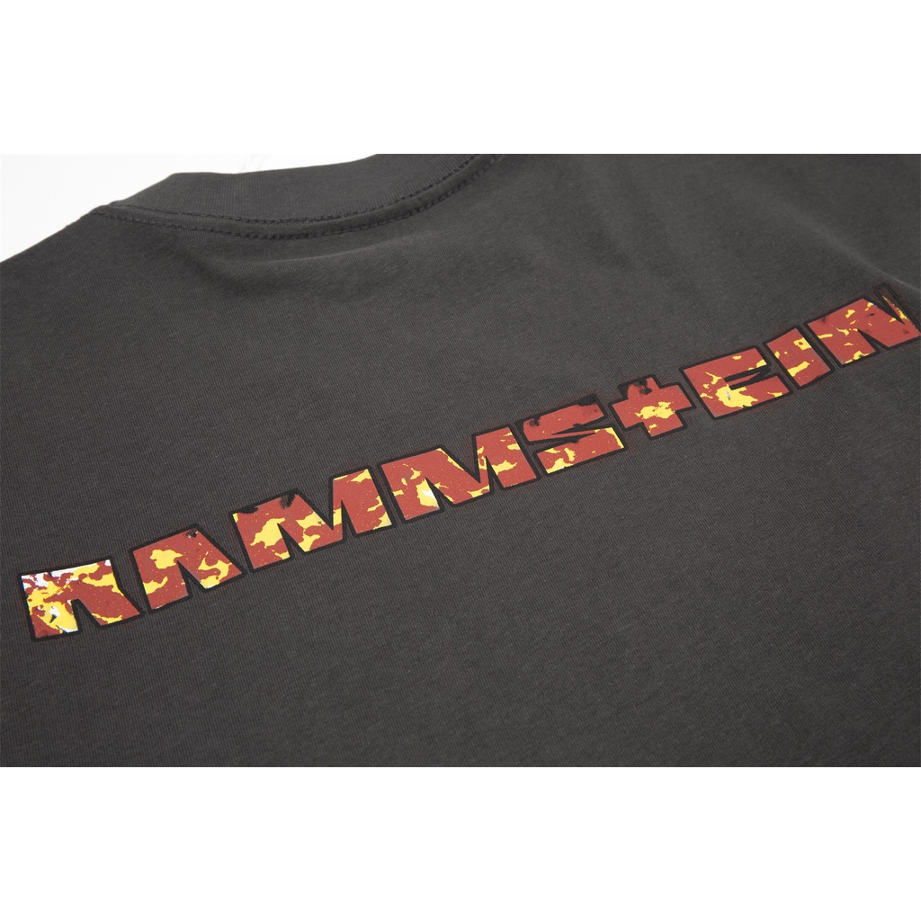 Rammstein German chariot metal band retro flame old short-sleeved VTG high street loose casual T-shirt