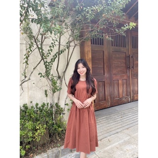 Đầm thô vân rút dây