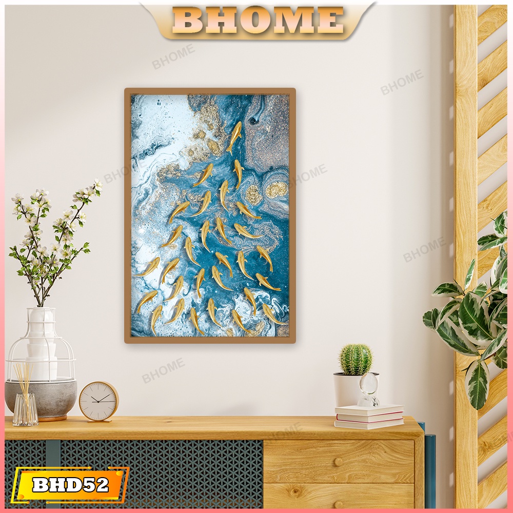 Tranh Treo Tường Decor Phong - Đàn Cá Vượt Vũ Môn