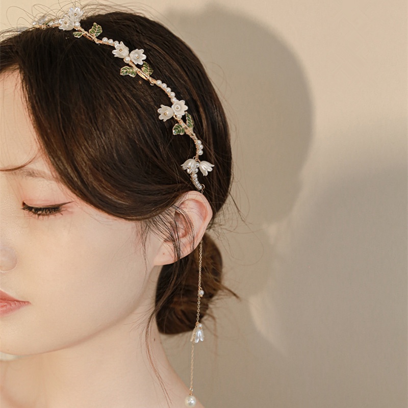 Fashionable Lily Flower Headband with Artificial Pearls Pearls Retro Elegant Trendy