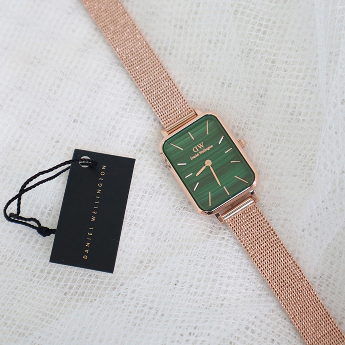 Combo Đồng Hồ Nữ Daniel Wellington Quadro Pressed Melrose Green & Vòng Tay Classic Cuff V1 DW Chính Hãng - OtisWatch