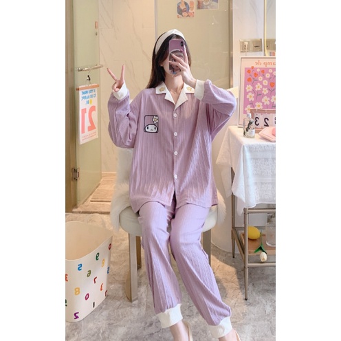 HÀNG SẴN_Bộ Ngủ Pyjama Cotton Bông Dễ Thương Dài Tay Thu Đông_CÓ BIG SIZE