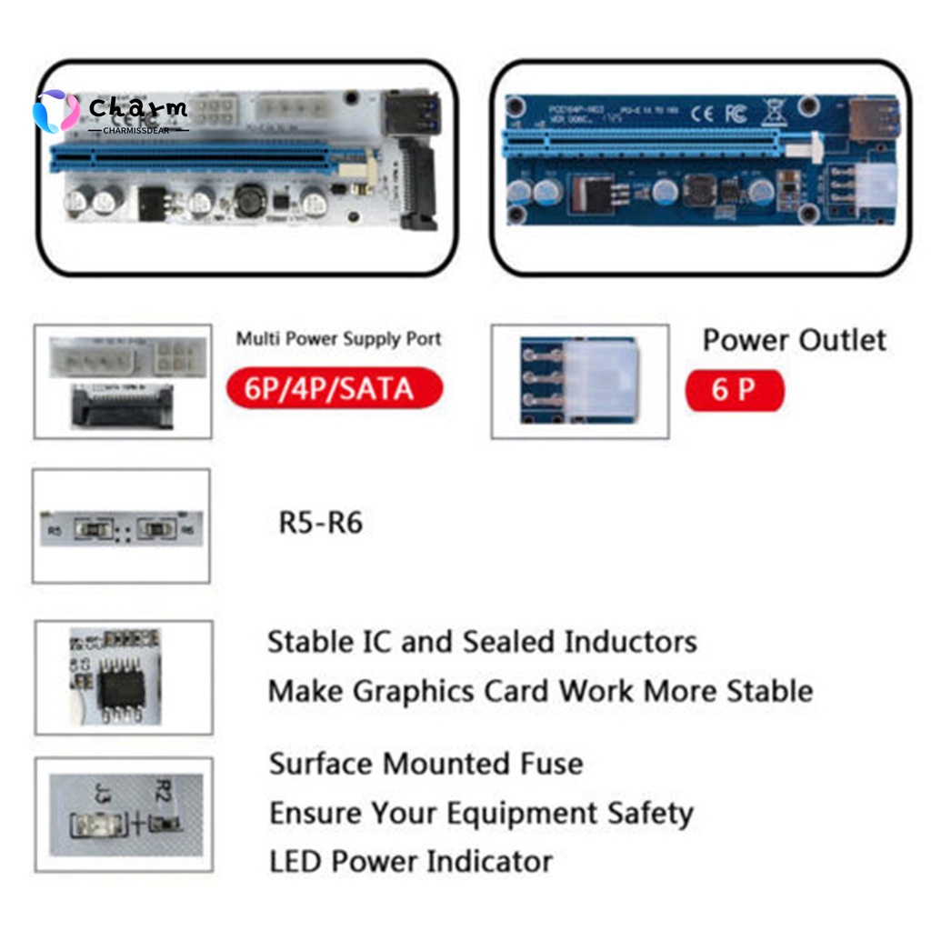 [CM] Stock USB 3.0 PCI-E Express 1x To 16x Mining Cable Extender Riser Card SATA Adapter