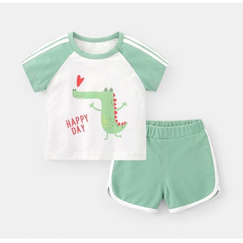 Bộ cộc tay raglan mùa hè nhiều màu Minky mom cho bé họa tiết hoạt hình con vật ngộ nghĩnh