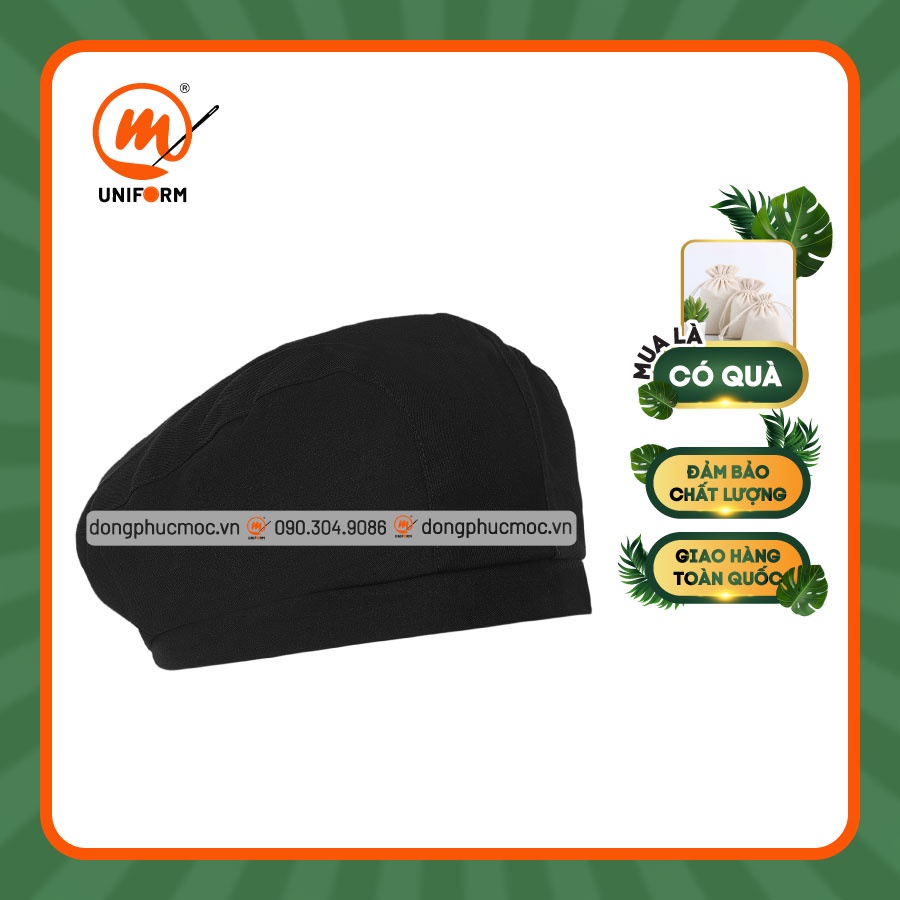Mũ Đầu Bếp Dạng Flared Toque, Vành Nón Vừa Đầu Có Chóp Phòng