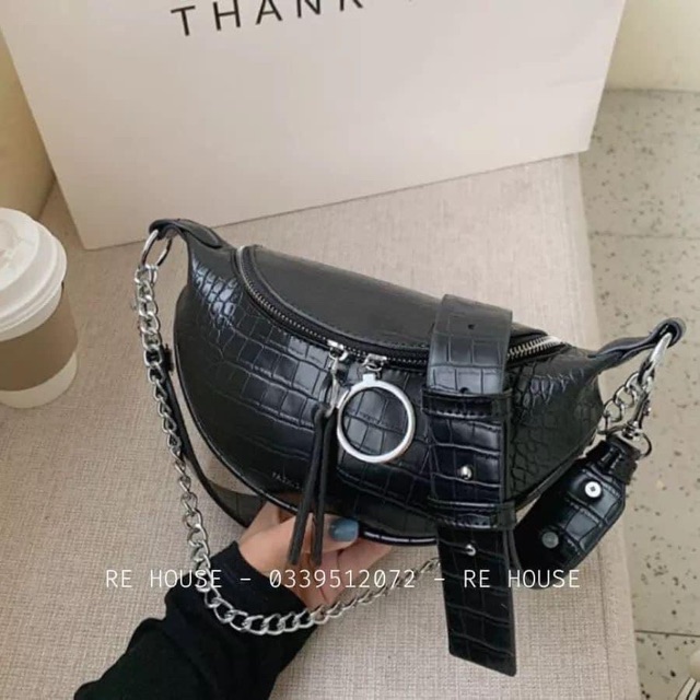 Túi đeo bụng cnk  Túi đeo hông  DA PU  size 23 cm