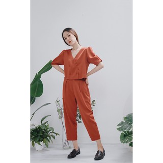 Chicka Chicka - Set Short sleeve vest croptop - Basic pants - Màu Orange