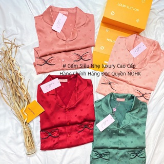 Bộ pijama đùi lụa gấm tim cao cấp Nohk
