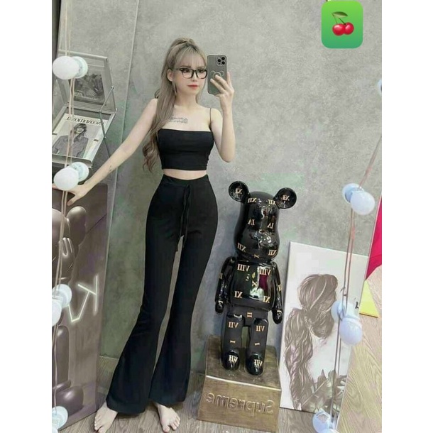 Sét áo hai dây và quần thun dài ống loe cực xinh