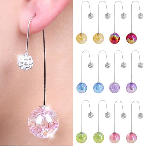 Khuyên Tai 2 Đầu Dạng Móc Chữ U Đính Ngọc Trai Giả Thời Trang