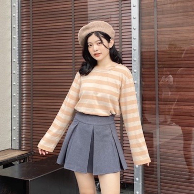 Áo thun tay dài sọc ngang nhiều màu form rộng Stripe tee | BigBuy360 - bigbuy360.vn