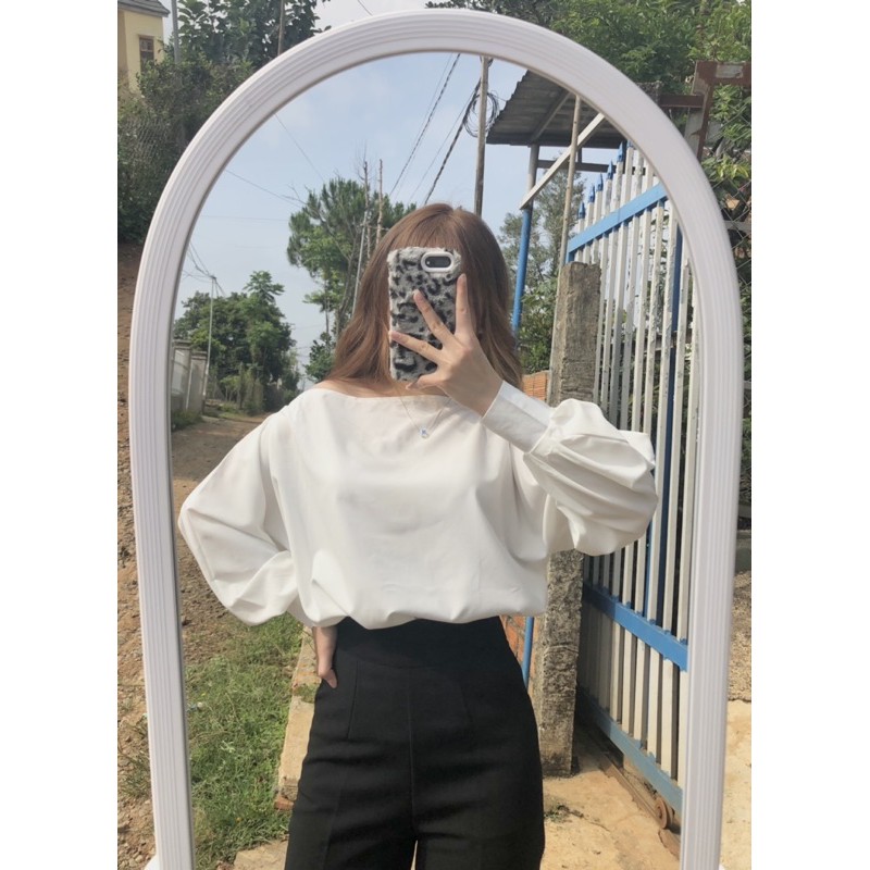 Set áo lệch vai quần suông khoá sườn (Ảnh thật shop chụp) | BigBuy360 - bigbuy360.vn