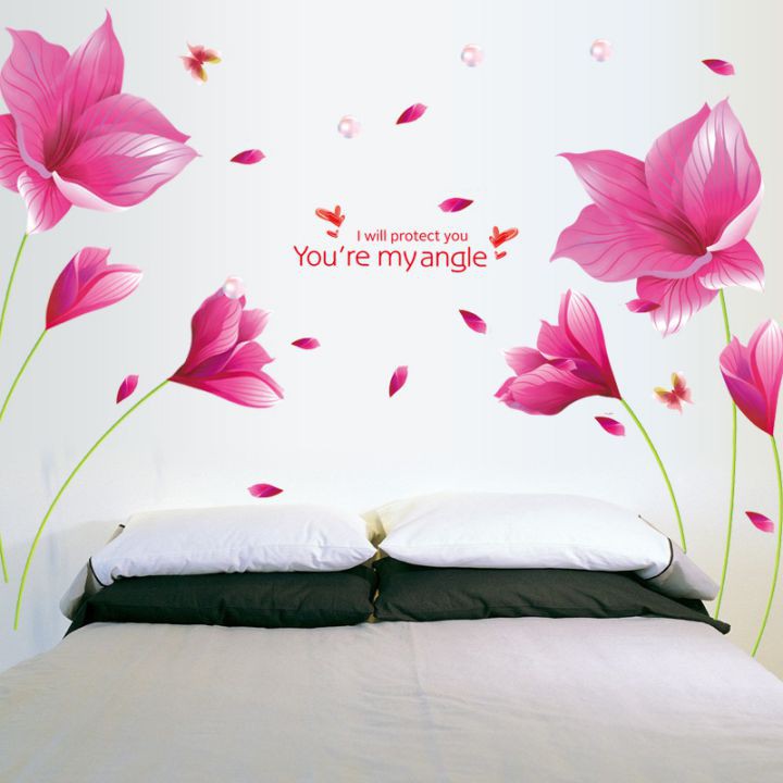 Miếng dán tường hình Hoa cánh bướm hồng - decal trang trí nhà cửa đẹp [FREESHIP 50k] [thanh lý xả hàng]
