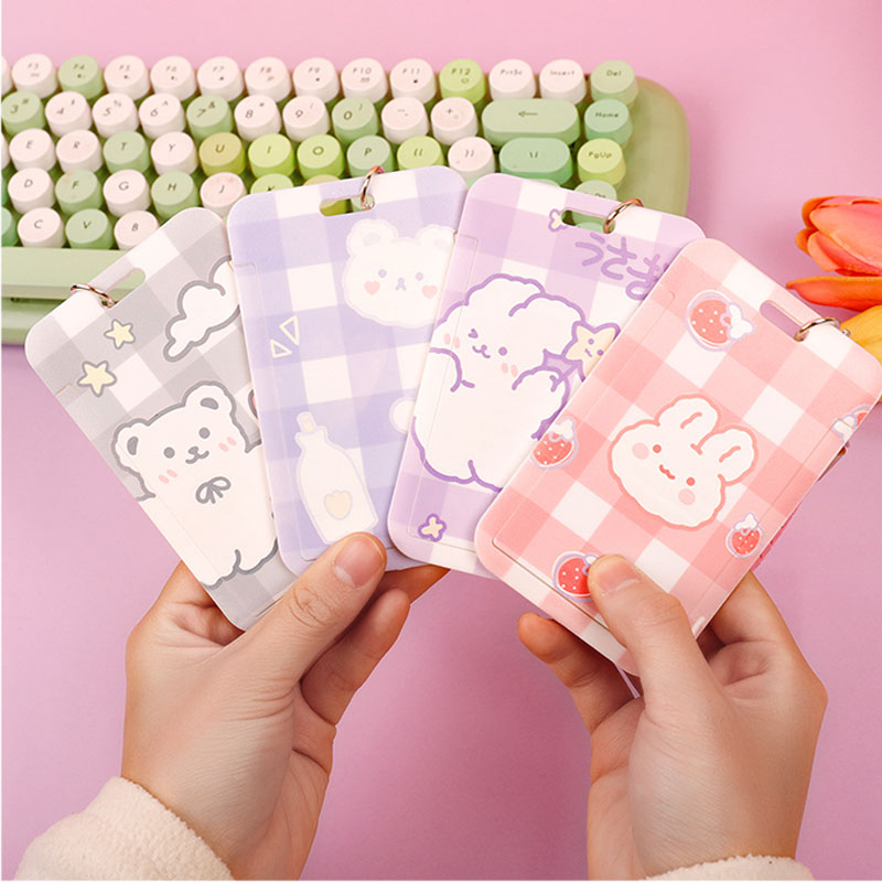 Cute Cartoon Grid Card Cover Popular Protective Card Holder