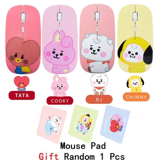 KPOP BTS BT21 Chuột không dây Cute Cartoons Silent wireless Computer Mouse 2.4GHz 1200DPI Wireless Optical Mouse USB Scroll Mice Computer CHIMMY COOKY RJ TATA