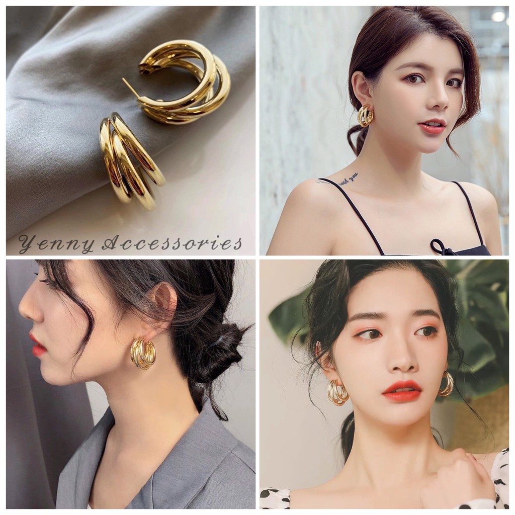 Bông tai 3 khoen vòng tròn