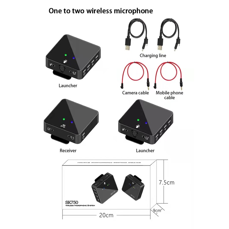 Micro Không Dây SK-750 2.4G Thu Âm Có Thể Thu Âm Dài 30/50M Dùng Ghi Âm Tiện Dụng Micrô ghi âm clip-on không dây