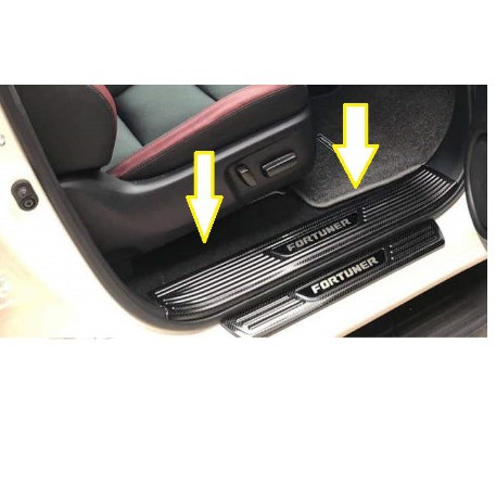 Combo Ốp bậc cửa, nẹp bước chân, chống trầy cốp trong ngoài CARBON xe Fortuner 2017- 2021, 2022, 2023 vân cacbon cao cấp