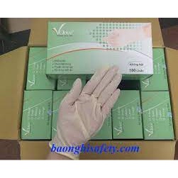 VGLOVE KHÔNG BỘT SIZE M GĂNG TAY CHẤT LƯỢNG CAO Găng tay Latex không bột Vglove Khải Hoàn, hộp 100 cái màu trắng