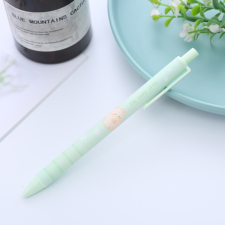 Bút Kí Tên Dạng Nhấn Hình Gấu Hoạt Hình Sáng Tạo Kẻ Sọc Caro Cho Học Sinh / Văn Phòng Ruột bút gel bút gel nhiều màu bút bi bấm cute Bút bi bấm bút nhiều màu