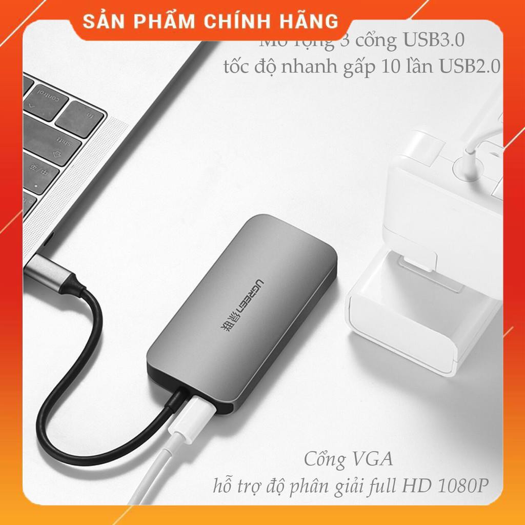 (Có sẵn) Bộ chuyển đổi mở rộng cổng USB type C sang VGA, tích hợp 3 cổng USB3.0 CM136 UGREEN 50210 _Siêu rẻ | WebRaoVat - webraovat.net.vn