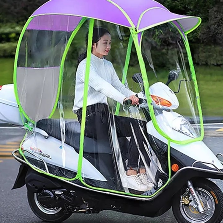 Ô dù đi mưa - sản phẩm che năng mưa xe máy có rèm 2 bên 2