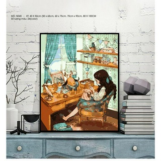 Tranh sơn dầu số hóa tự tô nàng thơ N040 - Tặng kèm cọ , màu , khung , Paint by numbers DIY - ToastedART