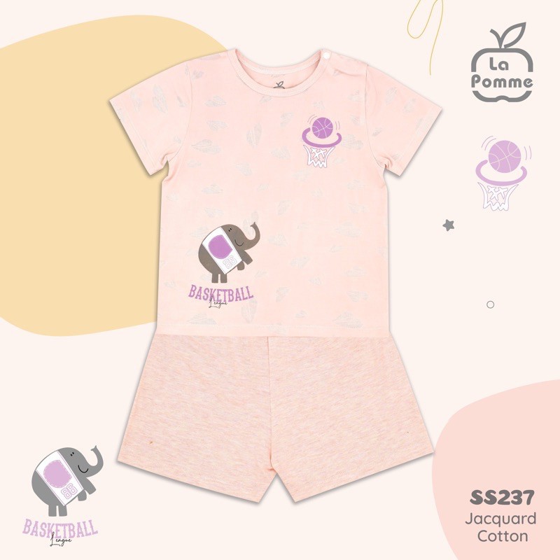 La Pomme Bộ QA cộc tayJacquard Cotton cao cấp mềm mịn thoáng mát cho bé trai bé gái (9M- 5Y) SS237