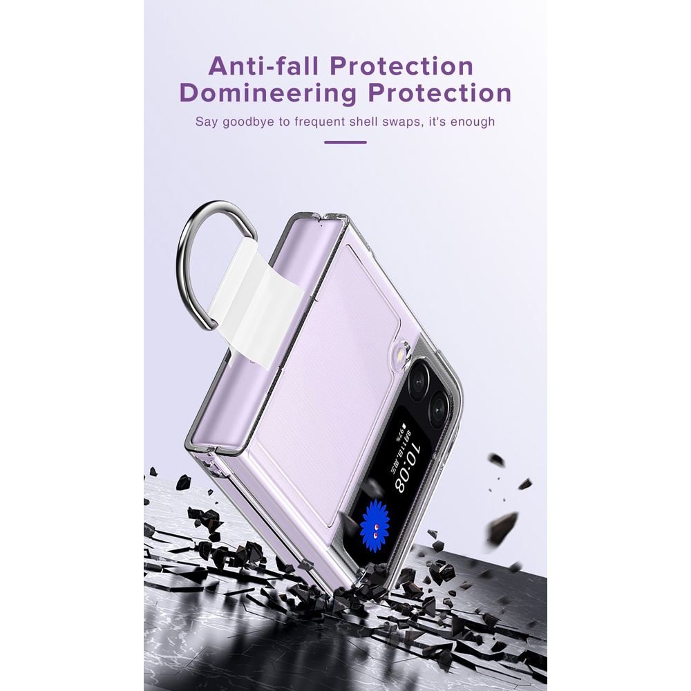 Ring Buckle Transparent Case For Samsung Galaxy Z Flip 4 5G Sumsung Samung ZFlip 4 ZFlip4 Z Flip4 4Flip Shockproof Cover Fundas