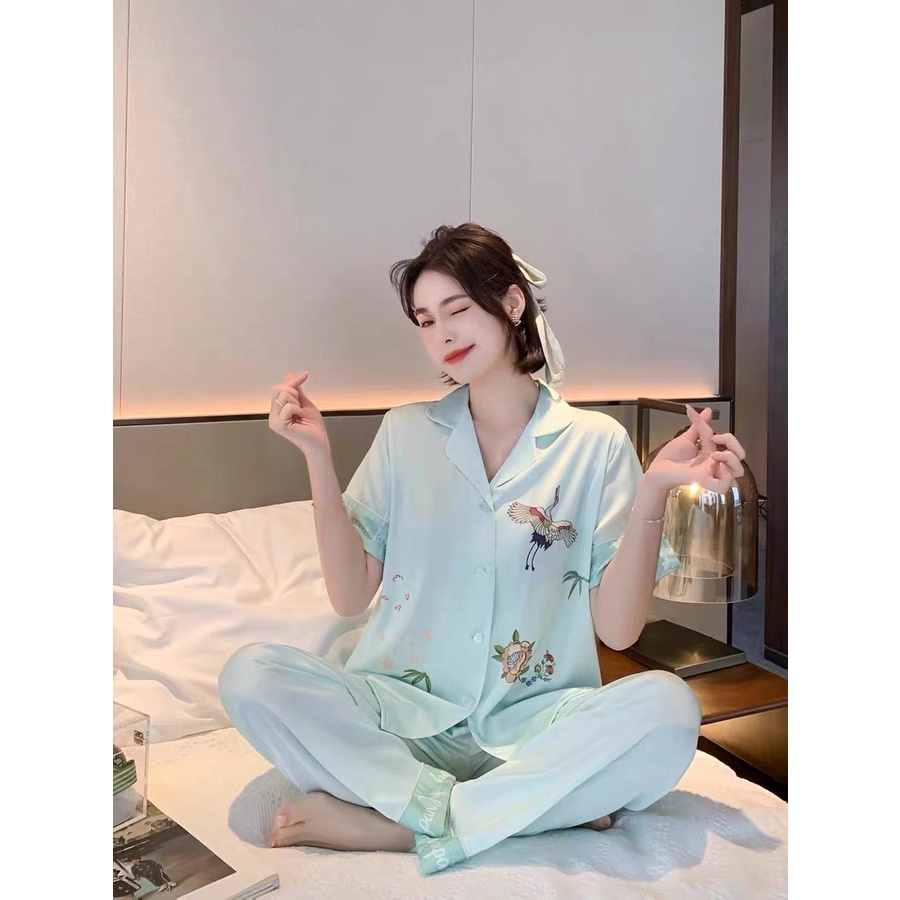 bộ ngủ, bộ pijama Ice Silk Ladies Homewear 2021 Sang trọng, thanh lịch có thể được mặc bên ngoài Chất Lụa Siêu Mềm | BigBuy360 - bigbuy360.vn