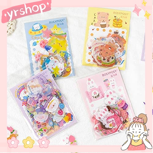 Set 40 Sticker Trong Suốt Hình Động Vật Dễ Thương Dùng Trang Trí Sổ Tay Diy