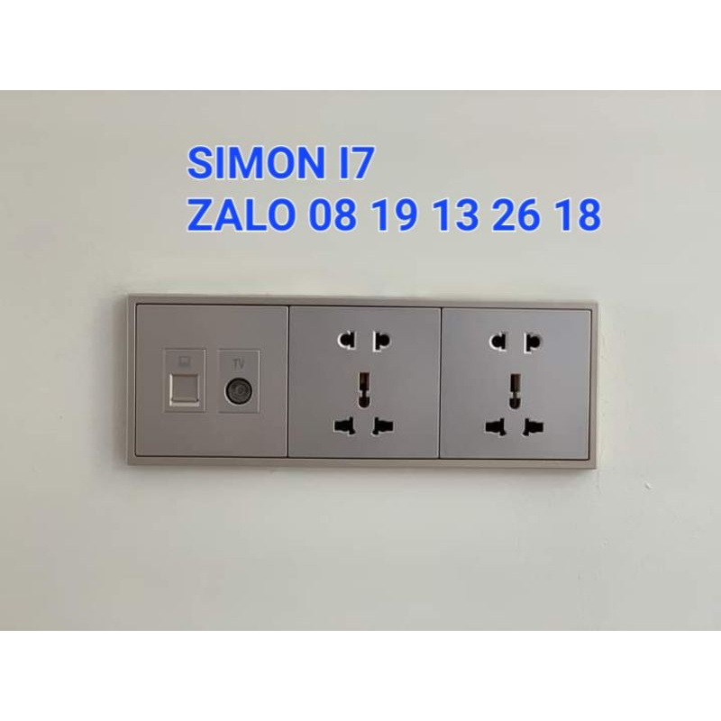 Ổ Cắm âm tường SIMON I7, đa năng 2 chấu, 3 chấu, màu trắng, vàng, xám Simon dòng I7, bảo hành 2 năm