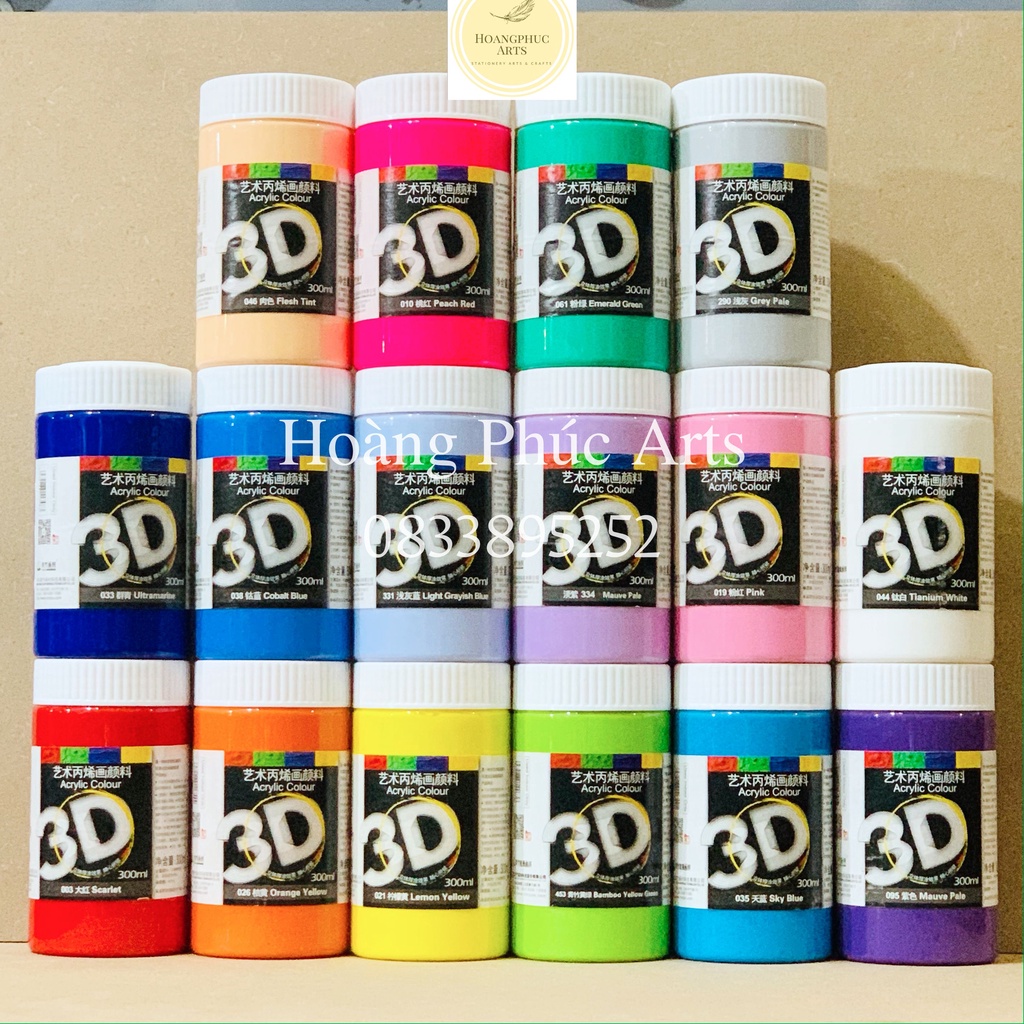 MÀU ACRYLIC 3D LỌ 300ML CHÍNH HÃNG