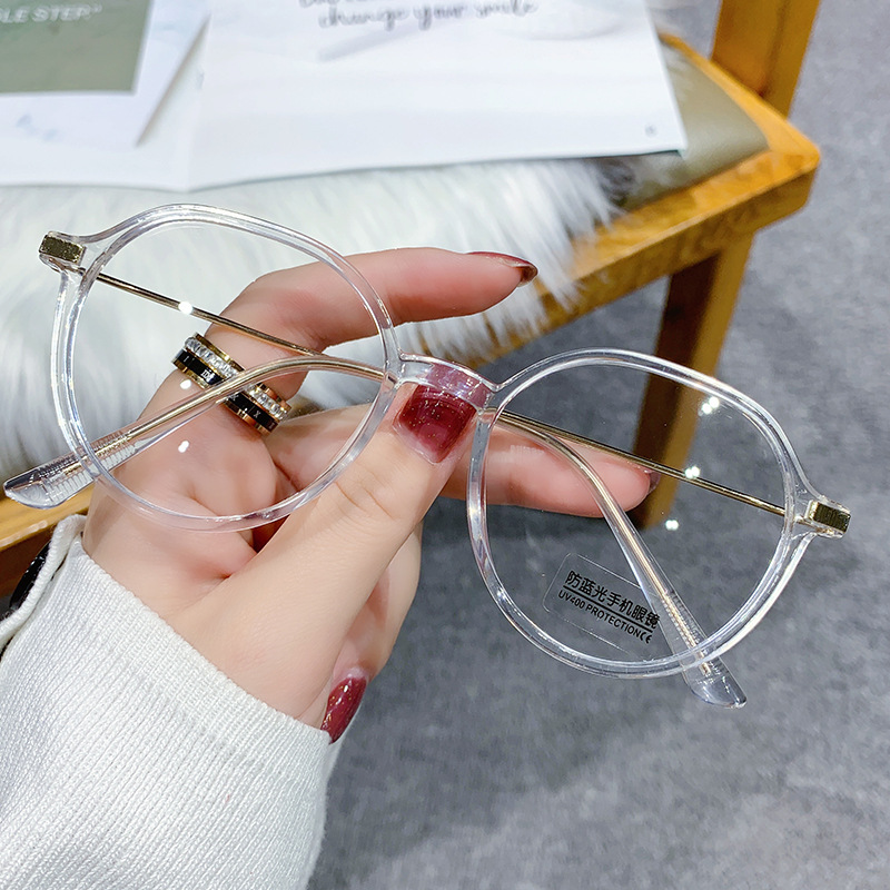 Kính Cận Gọng Oval Chống Ánh Sáng Xanh Thời Trang kính cận có độ - 1.0 ~ - 6.0 /gọng kính trong suốt/kính gọng đen