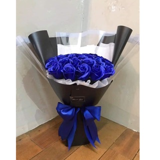 Bó Hoa Hồng Sáp Thơm 36 Bông Xanh Coban