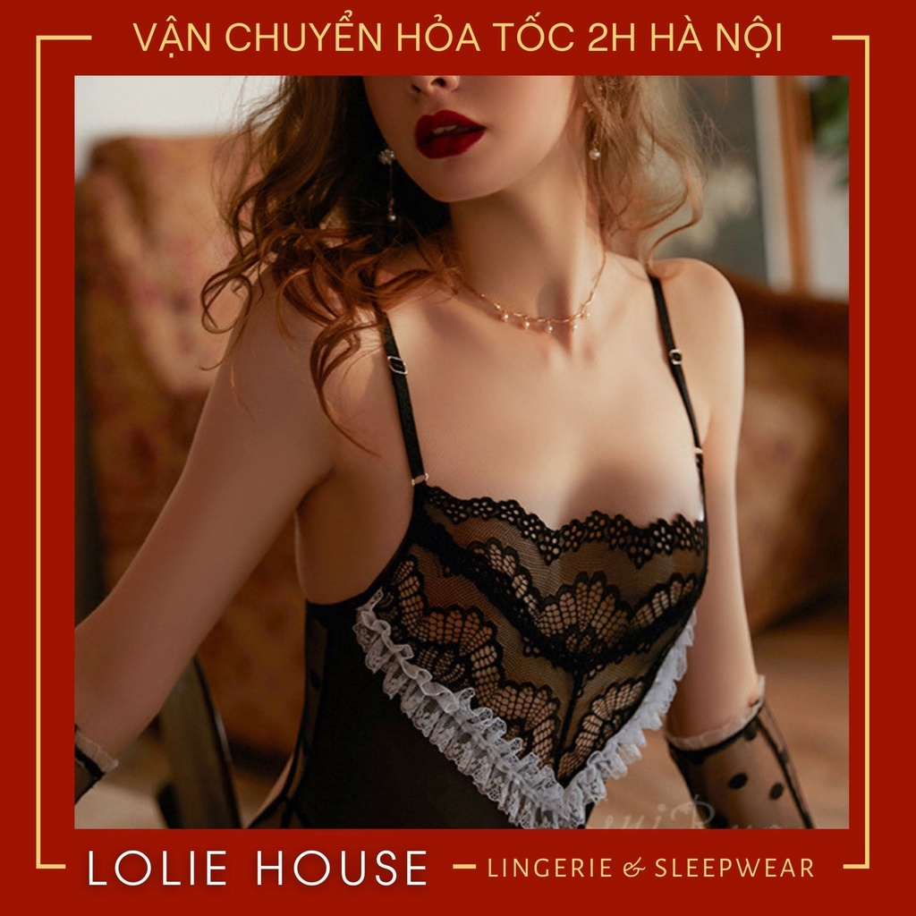 Đồ ngủ cosplay thỏ sexy có bờm tai thỏ, bodysuit ren gợi cảm xuyên thấu LOLIE HOUSE - CP46 | BigBuy360 - bigbuy360.vn