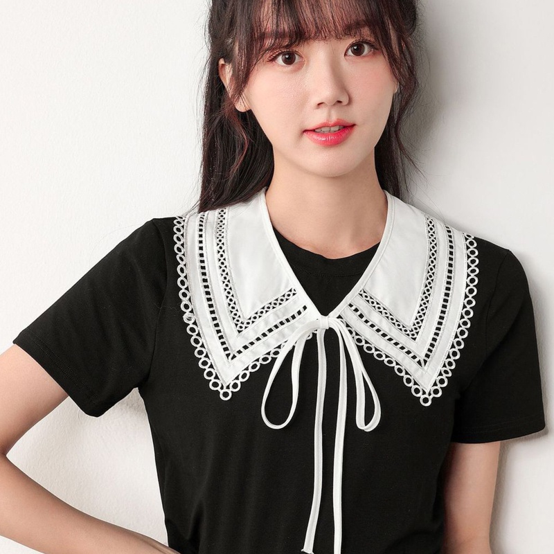 Khăn Choàng Lưới Quấn Cổ Thêu Họa Tiết Thắt Nơ Có Thể Tháo Rời Cho Nữ Shr