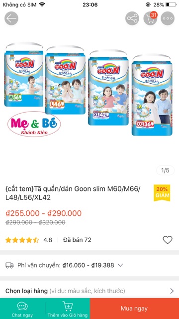 TÃ QUẦN/DÁN GOON SLIM M60/M66/L56/L48/XL42