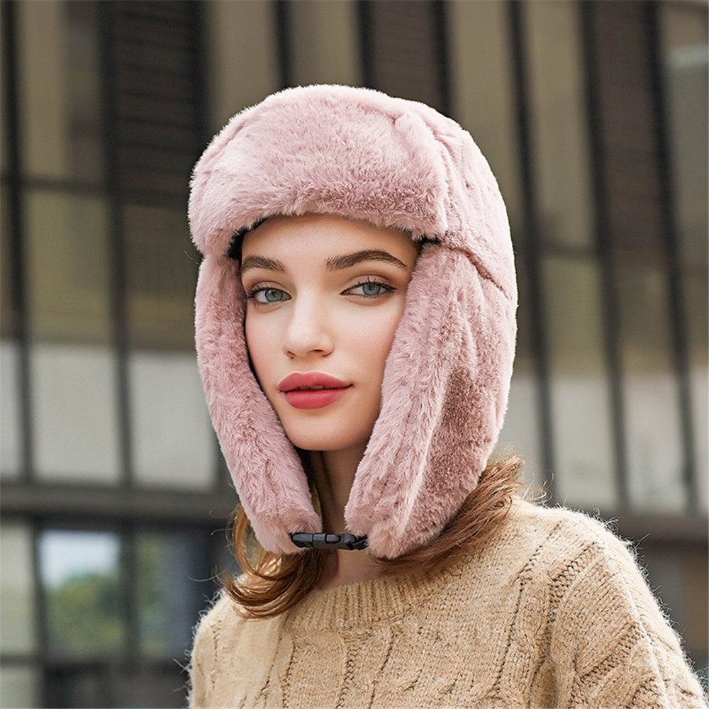 Mũ Bomber Phủ Lông Dày Dặn Giữ Ấm Tai Chống Gió Mùa Đông Phong Cách Nga Ushanka Cho Nam Và Nữ