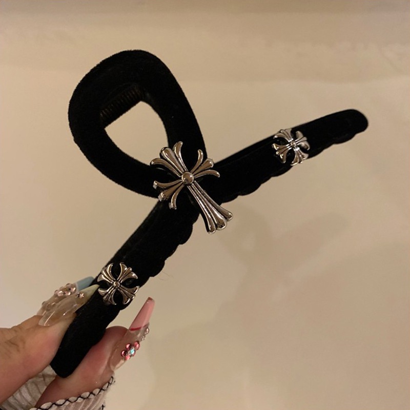 Kẹp Tóc Đính Nơ Bằng Nhung Đen Cỡ Lớn Thời Trang Cho Nữ