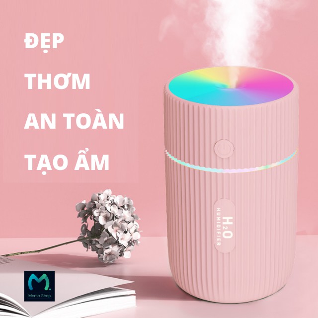 [Đèn Led Xịn xò] Máy Phun Sương phun khuếch tán tinh dầu mini tạo độ ẩm Ô Tô Nhà Ở- Đèn Led Xoay Đa Sắc 220ml Phun Mạnh