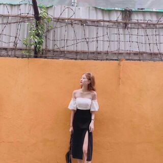 Chân váy xẻ tà. Có bigsize
