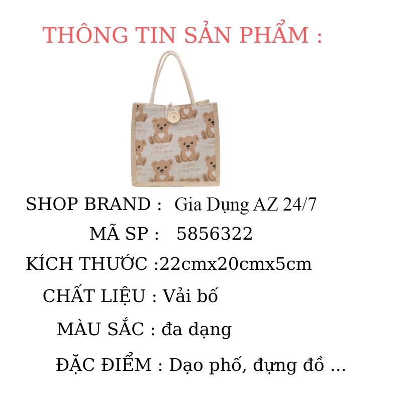 Túi cói tote Nhật Bản mini hình gấu thời trang đi biển dễ thương phong cách Vintage AZ 5856322