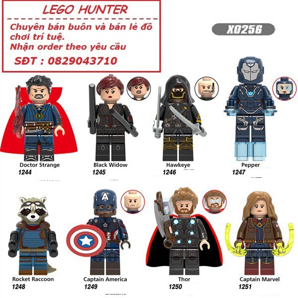 Lego Marvel Avenger 4 End Game X 0256 Dr.stranges Black Widow Hawkeye Ronin Pepper Rocket Raccon Captain America Thor