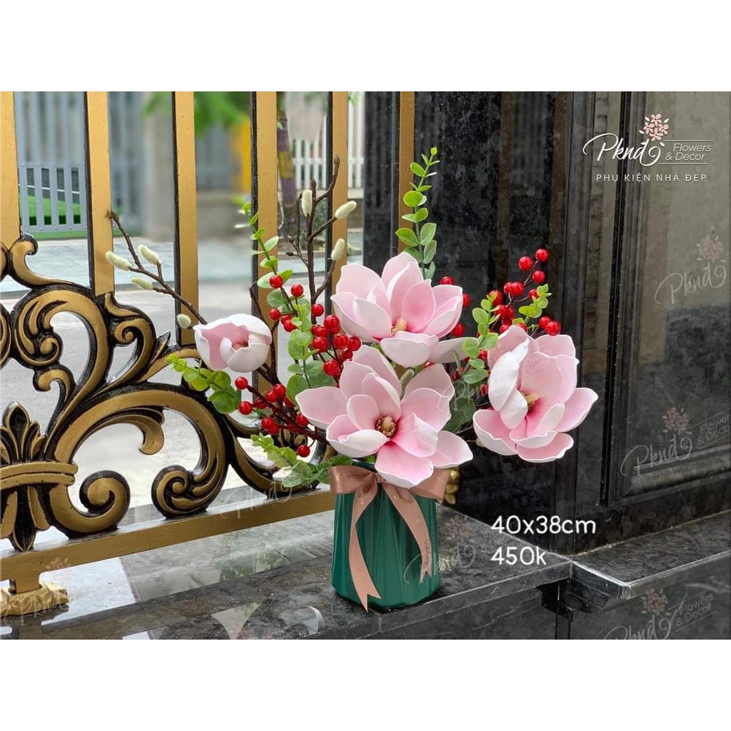 [Mã BMBAU50 giảm 7% đơn 99K] Bình hoa giả chất lụa trang trí đẹp PKND FLOWERS &amp; DECOR