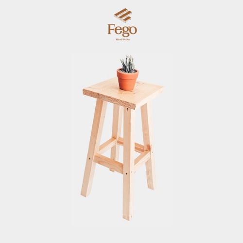 Ghế đôn FEGO cao 60cm/ Ghế trang trí decor gỗ thông/ Bàn ngồi ban công