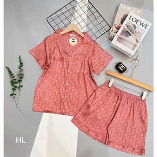 Bộ pyjama lụa gấm áo cộc quần cộc 6 màu