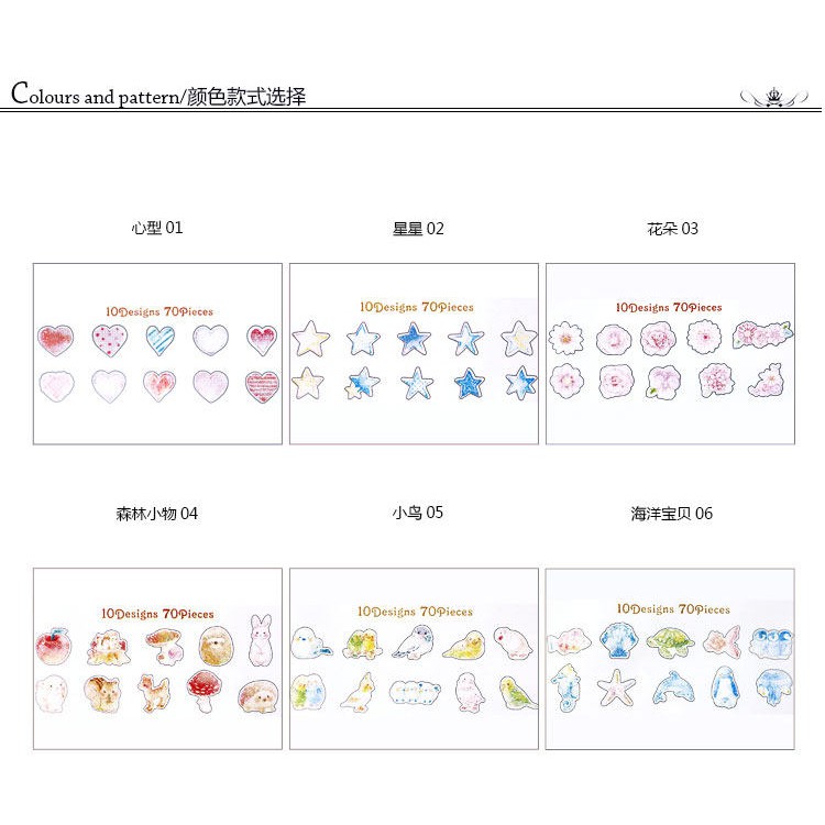 Combo 40/50/70 Nhãn Dán, Sticker 💕FREESHIP💕Trang Trí Phong Cách Nhật Bản, Hàn Quốc Nhiều Mẫu