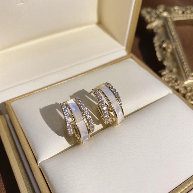 Bông Tai Ba Lớp Mạ Bạc 925 Đính Đá Zircon Thời Trang Cho Nữ