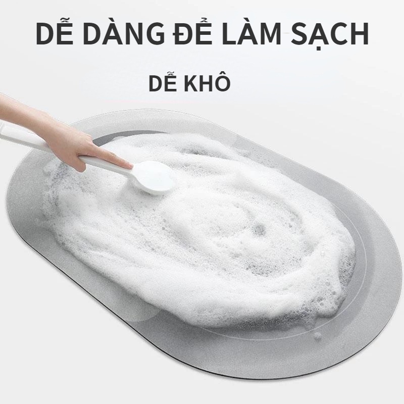 Thảm Dậm Lau Chân Silicon Phòng tắm Siêu Thấm Hút Nước Chống Trượt, Siêu Mềm Siêu Dày Decor Phòng
